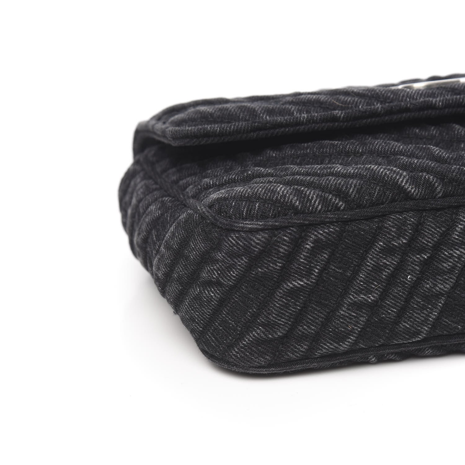 Balenciaga Destroyed Denim Jacquard Logo Matelasse BB Chain Wallet Black 7 of 9