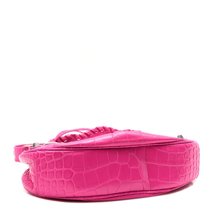 Balenciaga Extra Supple Calfskin Crocodile Embossed XS Le Cagole Shoulder Bag  Lipstick Pink 4 of 10