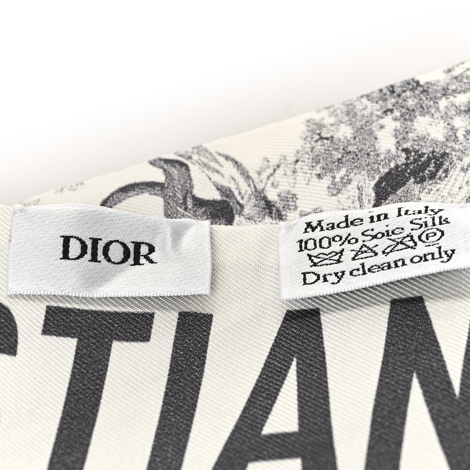 Christian Dior Silk Toile De Jouy Mitzah Scarf White 3 of 3