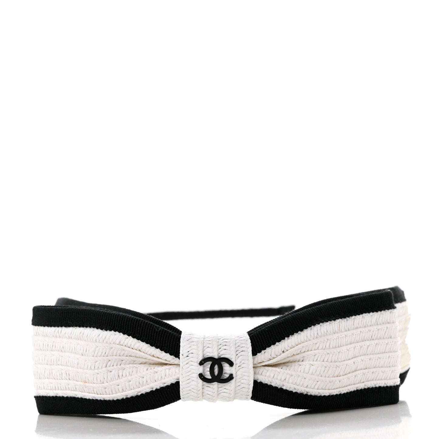Raffia Bow CC Headband Black White