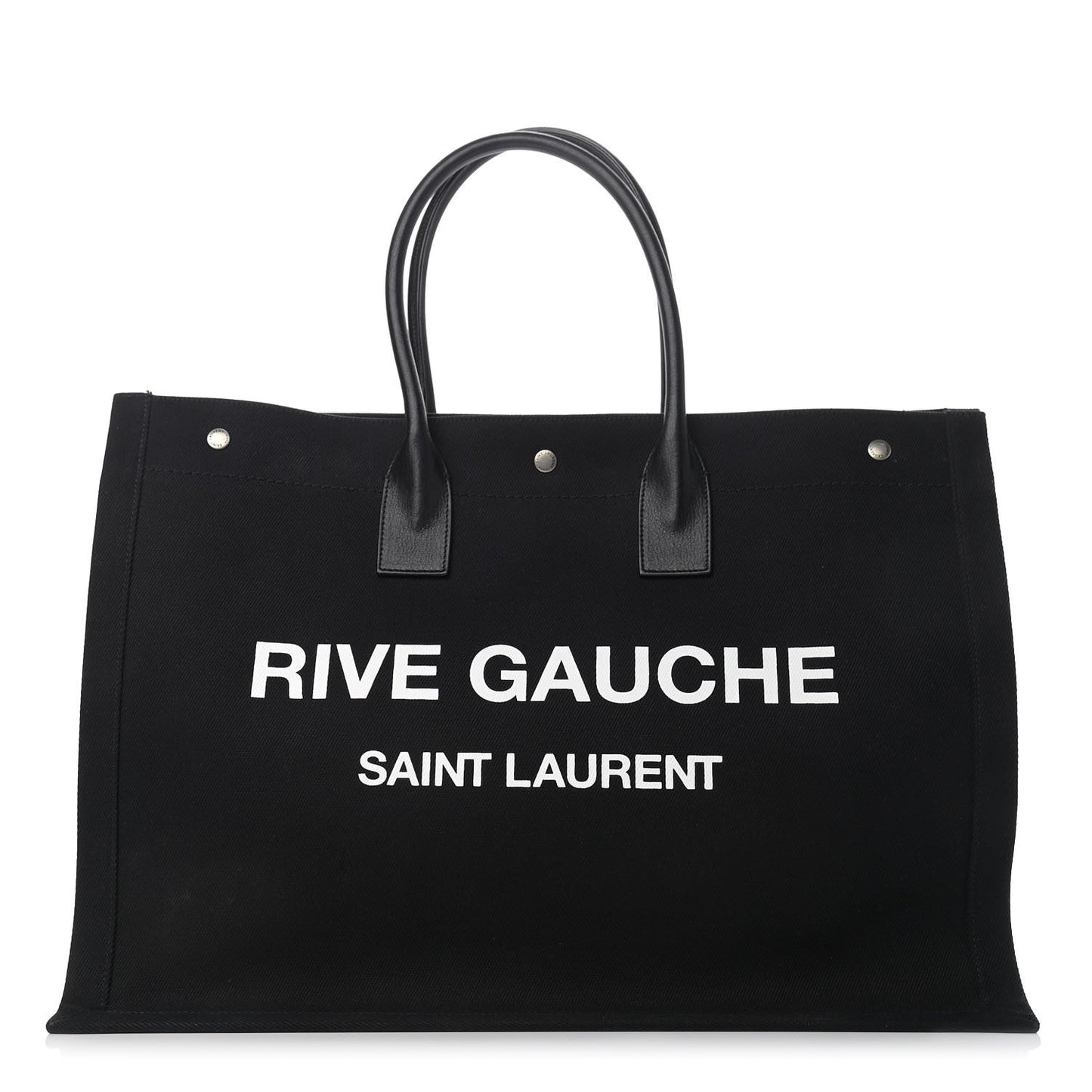 Linen Calfskin Rive Gauche Tote Black