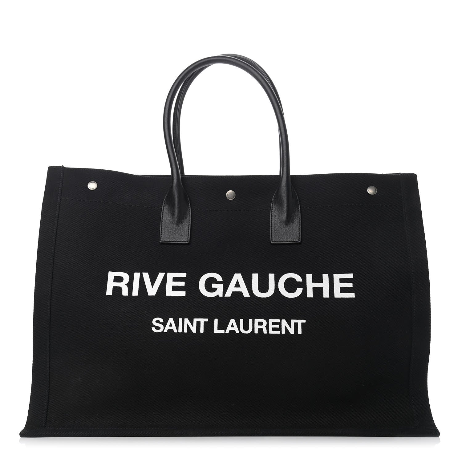 Saint Laurent Linen Calfskin Rive Gauche Tote Black 1 of 10