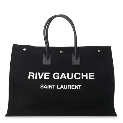 Saint Laurent Linen Calfskin Rive Gauche Tote Black 1 of 10