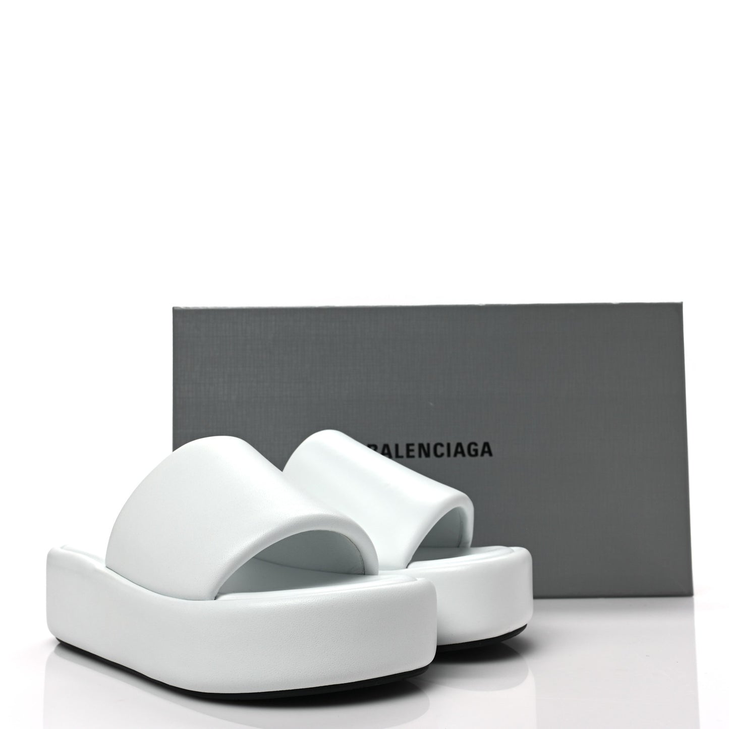 Smooth Nappa Logo Rise Platform Sandals 37 White Black