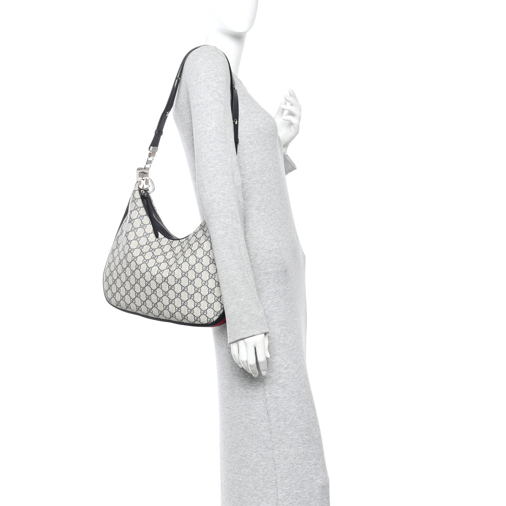 Gucci GG Supreme Monogram Textured Calfskin Web Large Attache Shoulder ...