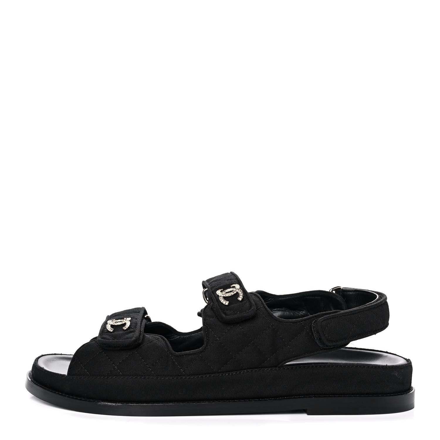 Chanel Denim Velcro Dad Sandals 41.5 Black 1 of 11