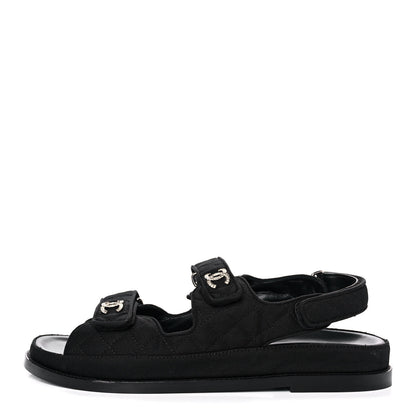 Chanel Denim Velcro Dad Sandals 41.5 Black 1 of 11