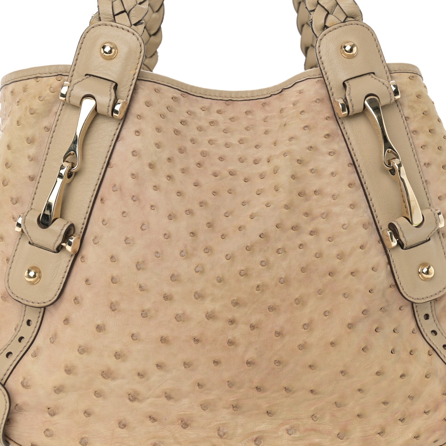 Ostrich Small Pelham Shoulder Bag Beige