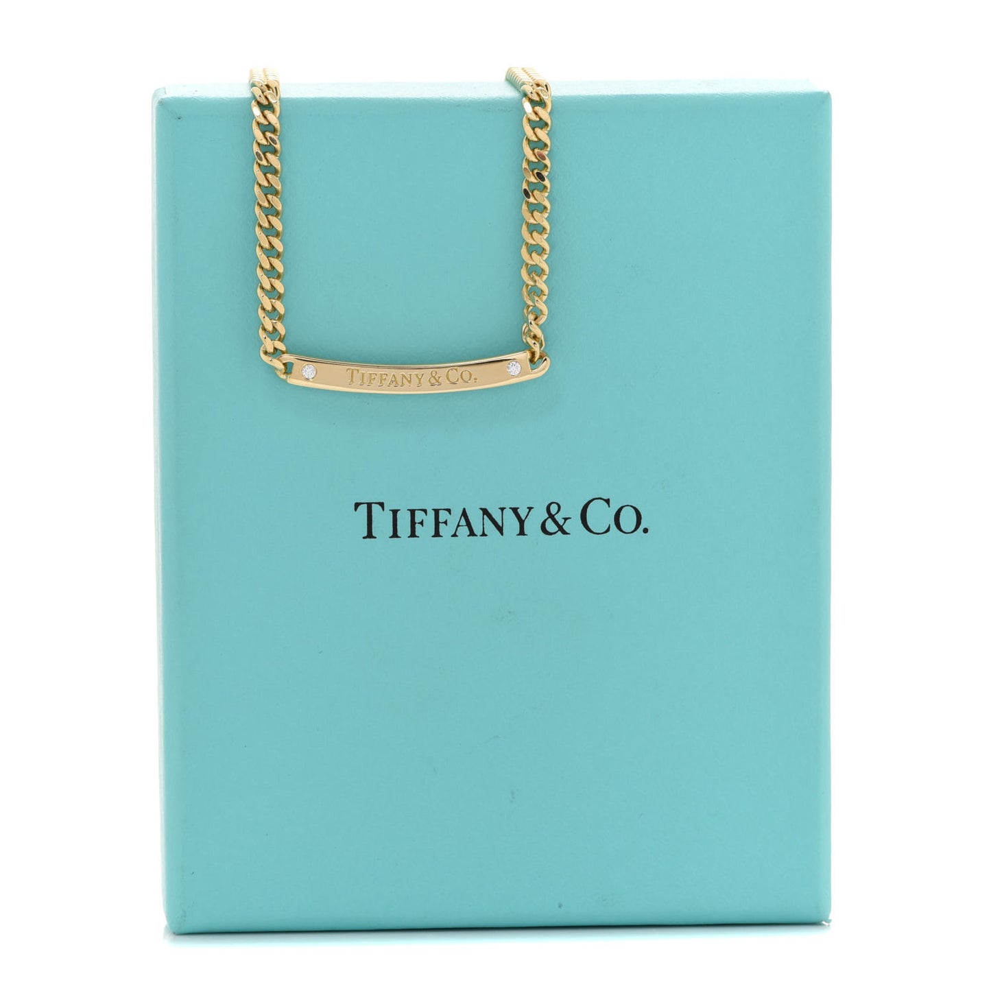18K Yellow Gold Diamond Metro Link ID Chain Necklace