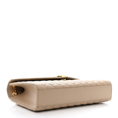 Saint Laurent Grain De Poudre Mixed Matelasse Large Triquilt Monogram Satchel Dark Beige 4 of 11