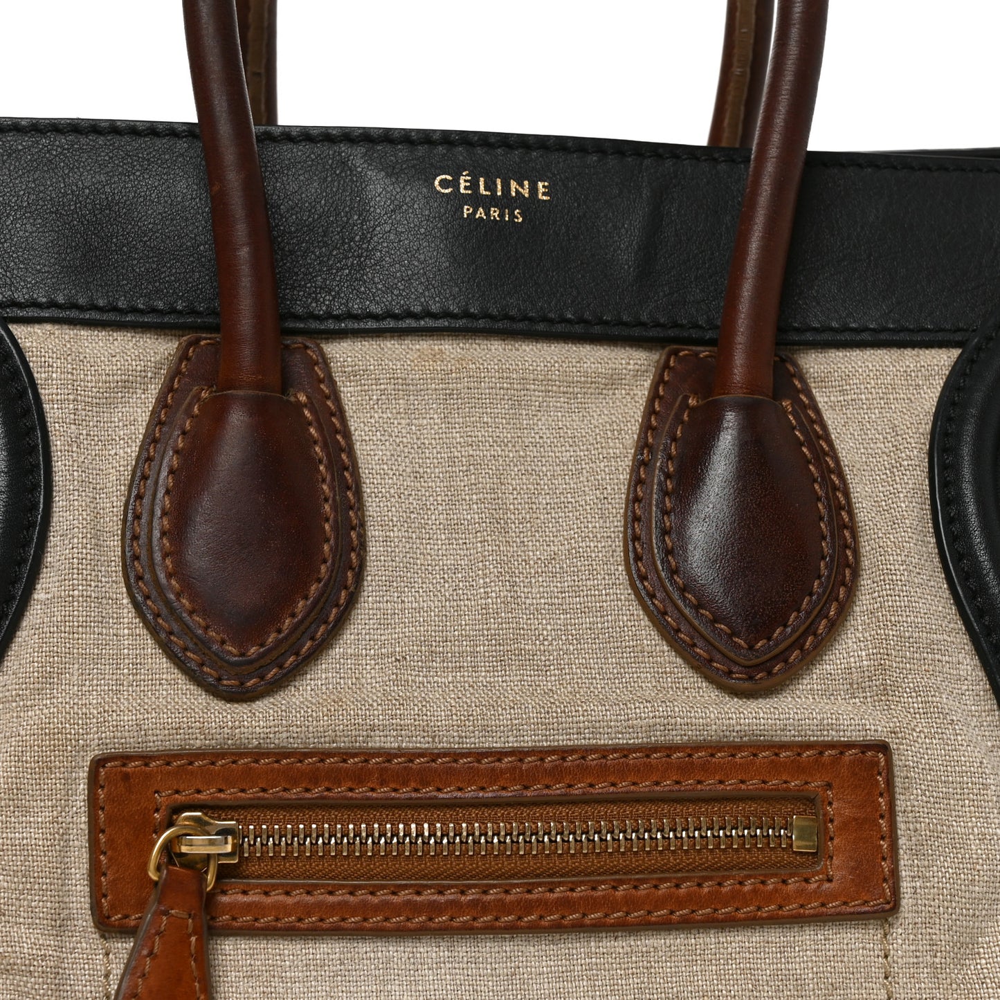 Canvas Smooth Calfskin Micro Tri-Color Luggage Natural Black Tan