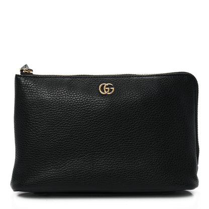 Gucci Calfskin GG Marmont Zip Pouch Black 1 of 8