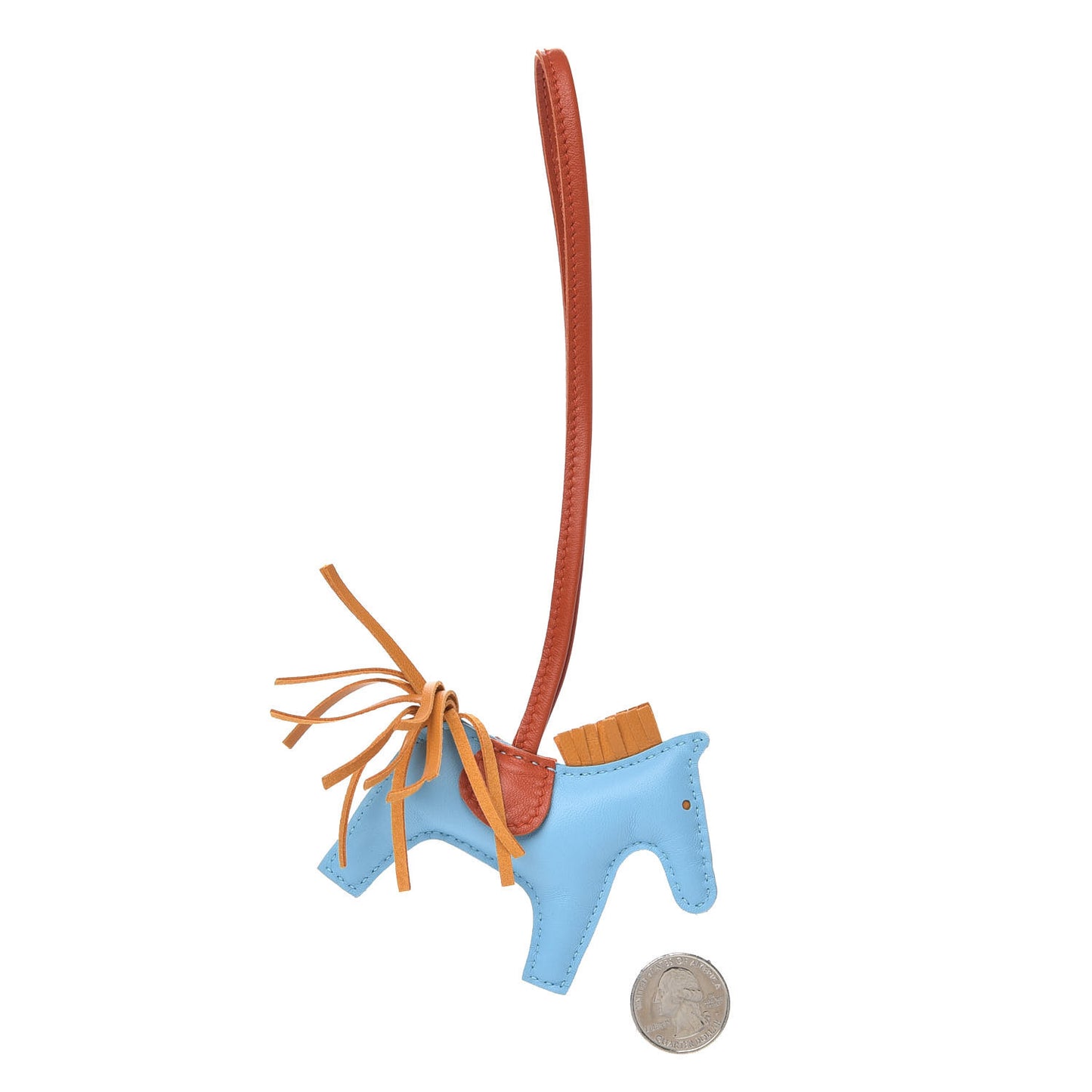 Milo Lambskin Grigri Rodeo Horse Bag Charm PM Celeste Naturel Bouton D'Or Cornaline