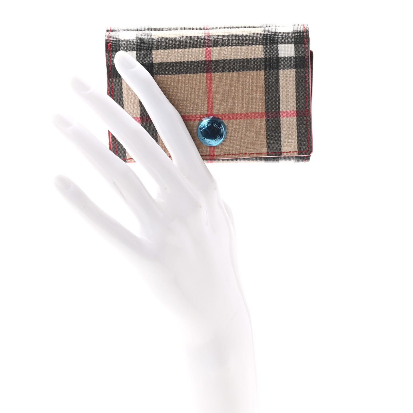 E-Canvas Vintage Check Tri-Fold Wallet Red