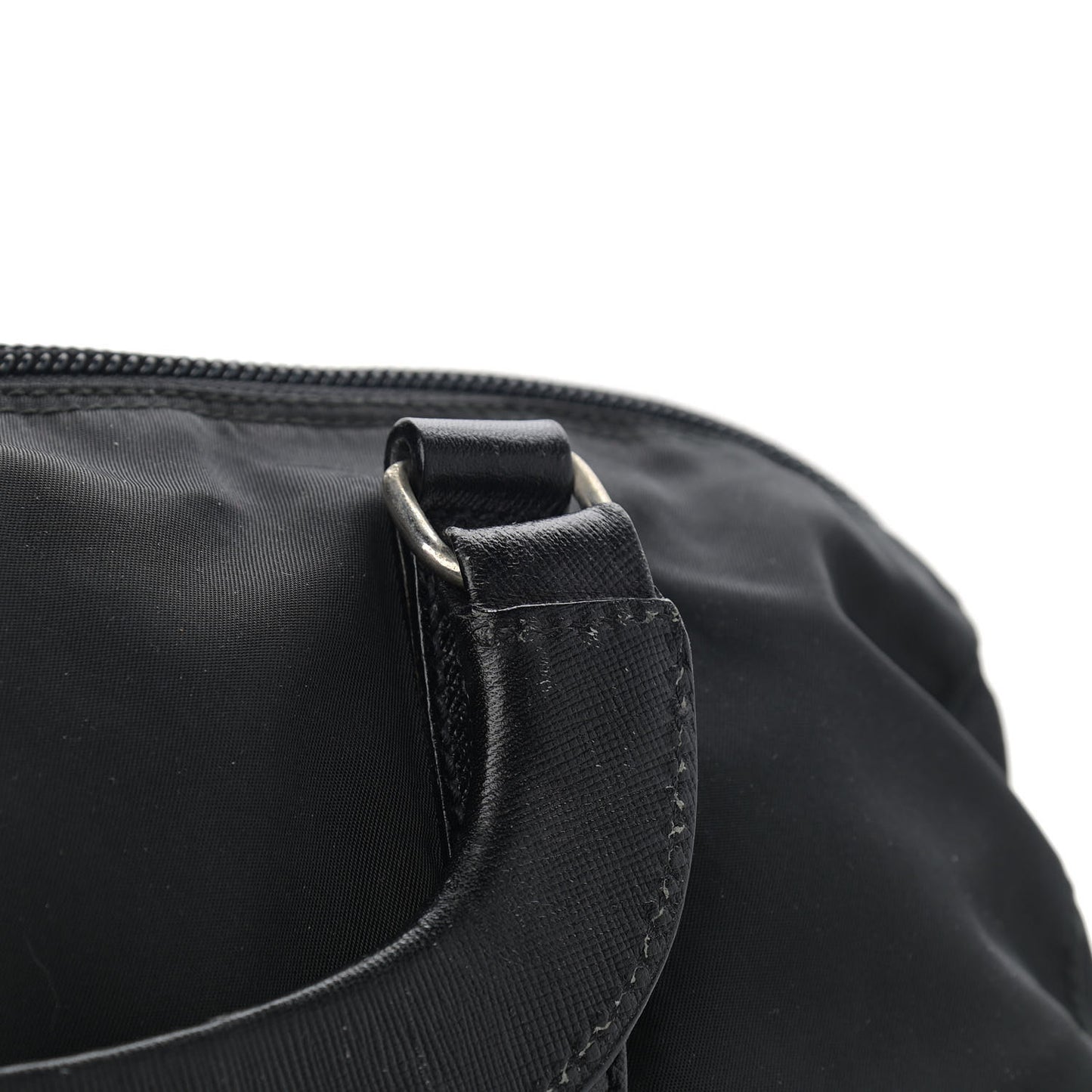 Tessuto Nylon Saffiano Top Handle Bag Black
