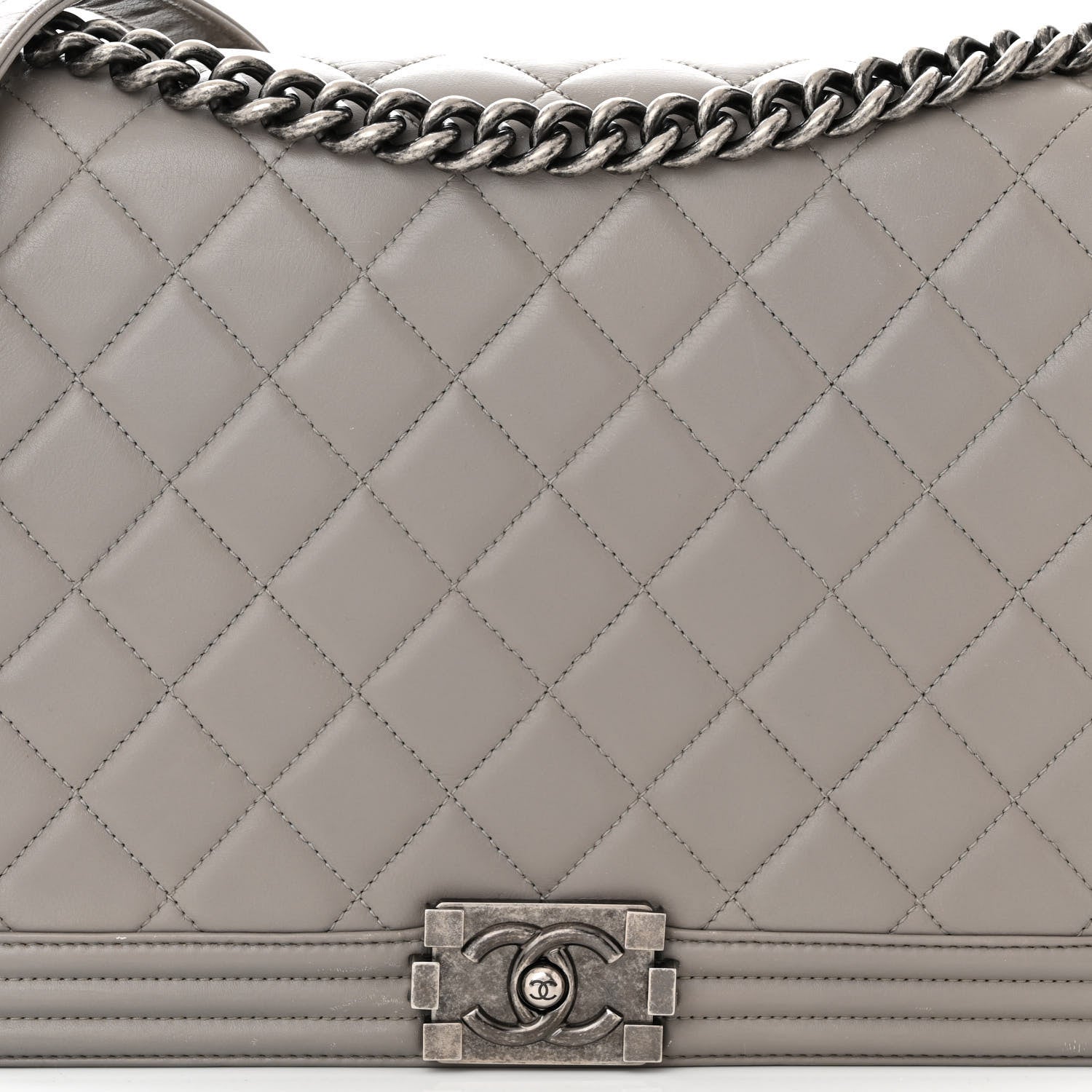 Chanel Lambskin Quilted Large Boy Flap Grey 8 of 13
