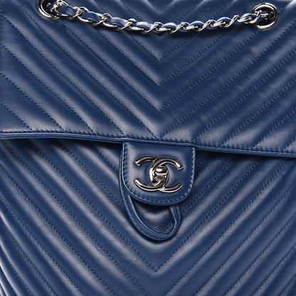 Chanel Calfskin Chevron Quilted Large Urban Spirit Backpack Blue 11 of 11