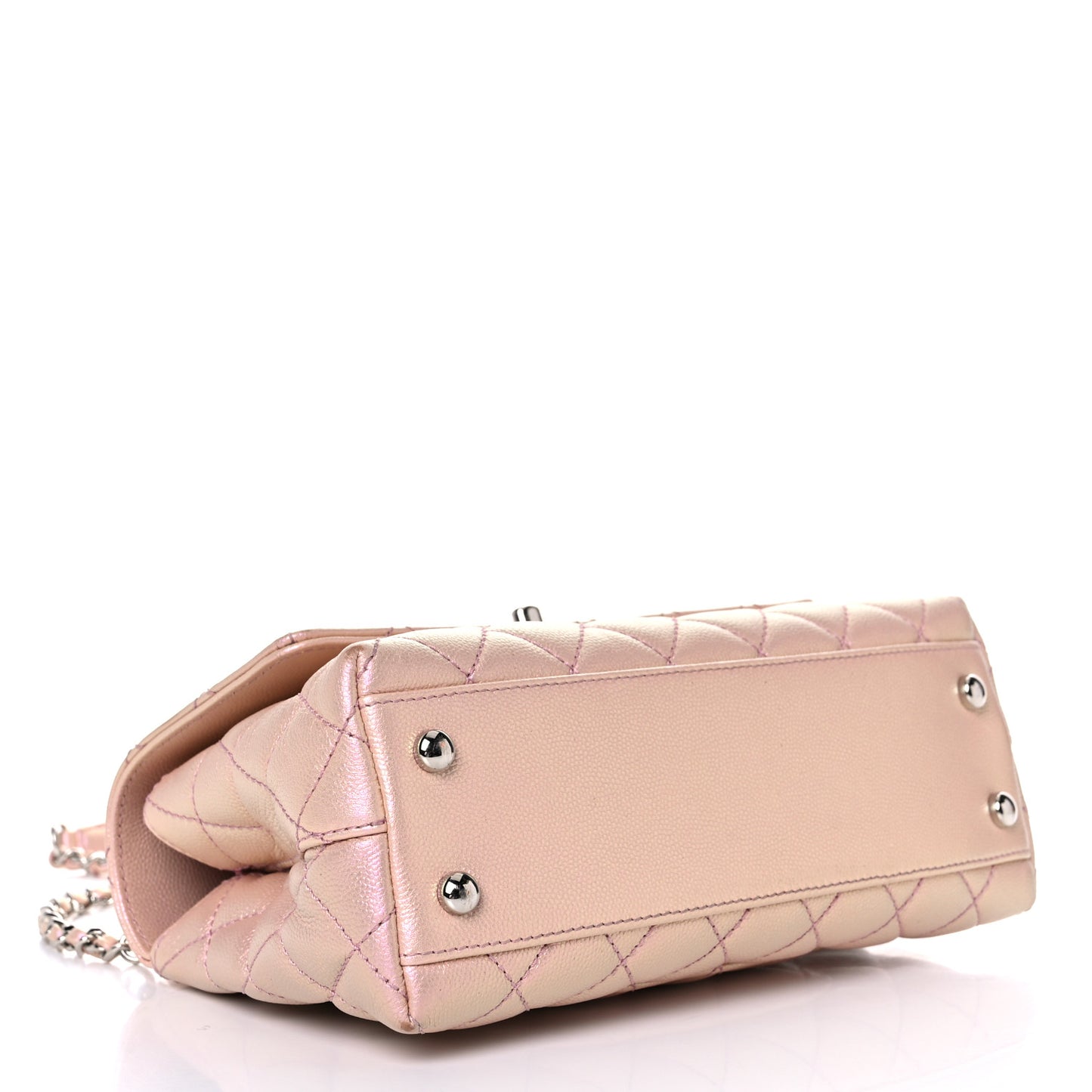 Iridescent Caviar Quilted Mini Coco Handle Flap Pink