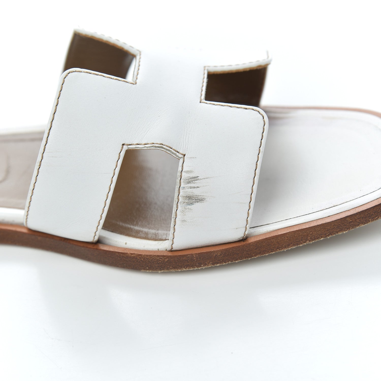 Hermes Box Calfskin Oran Sandals 38.5 White 14 of 24