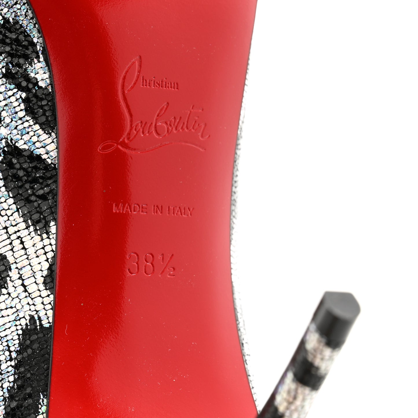 Metallic Calfskin Leopard Kate 85 Pumps 38.5 Black Silver