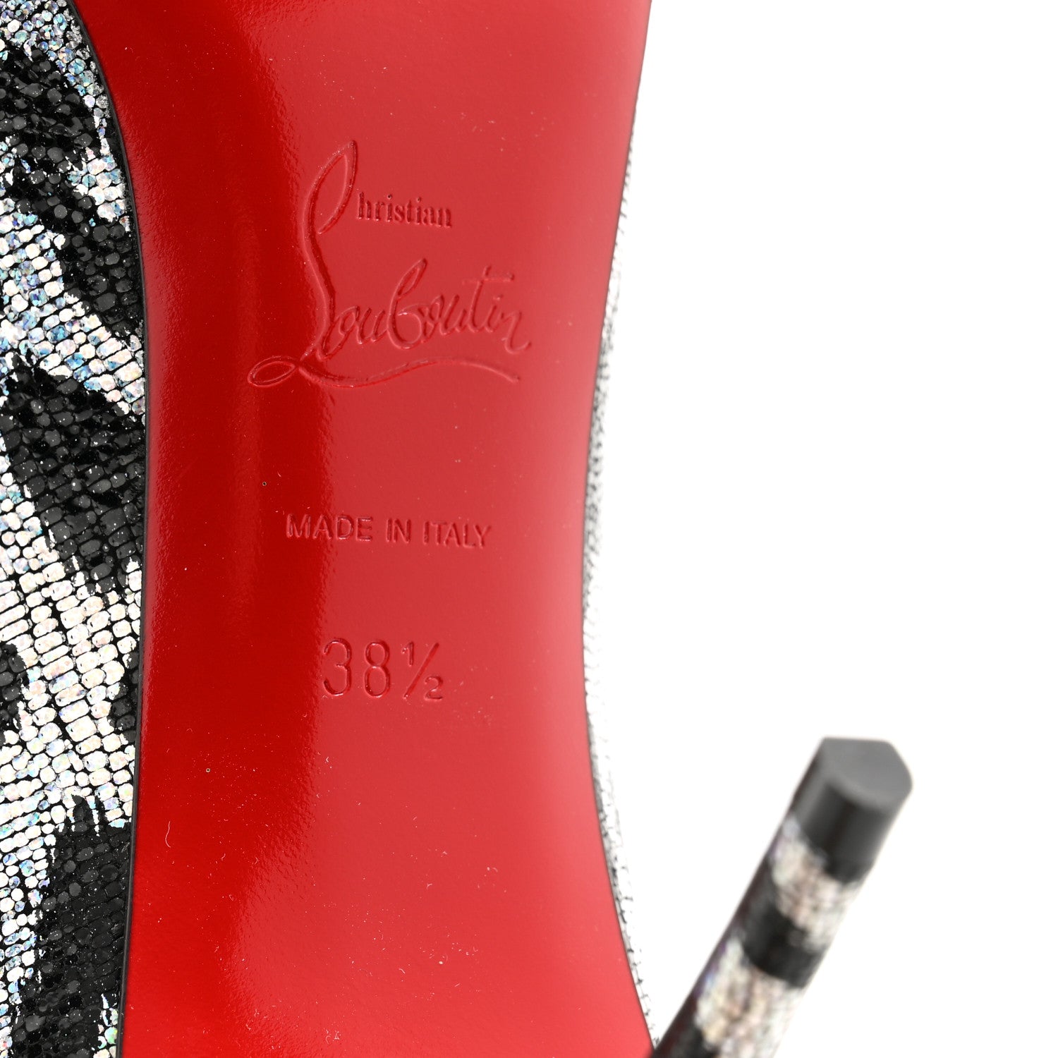 Christian Louboutin Metallic Calfskin Leopard Kate 85 Pumps 38.5 Black Silver 7 of 8