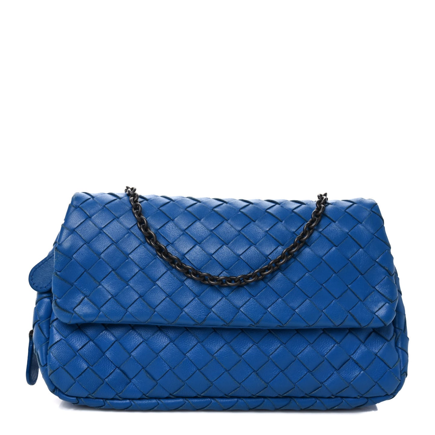 Nappa Intrecciato Small Chain Crossbody Cobalt