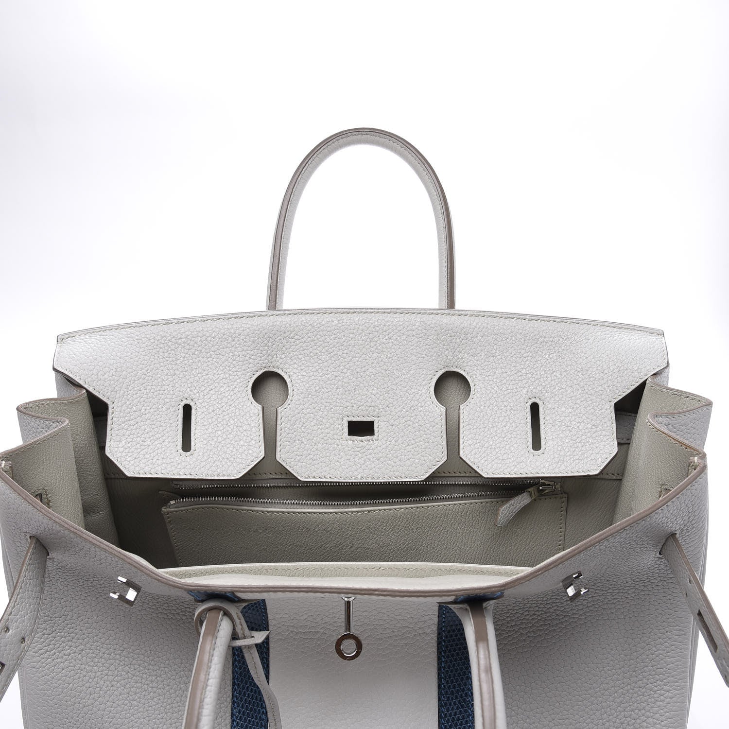 Hermes Taurillon Clemence Lizard Club Birkin 35 Gris Perle White Mykonos 15 of 31