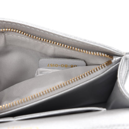 Christian Dior Metallic Grained Calfskin Diorama Wallet on Chain Pouch Silver 9 of 11