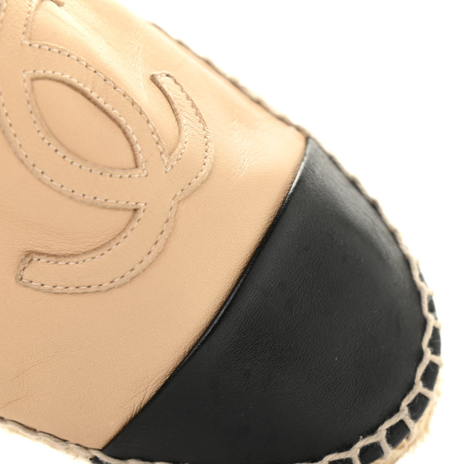 Chanel Lambskin CC Espadrilles 39 Beige Black 23 of 28