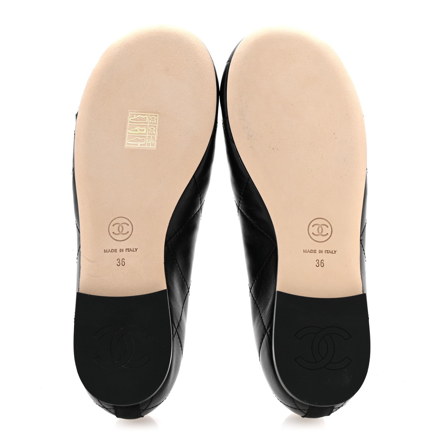 Chanel Lambskin Quilted CC Cambon Ballet Flats 36 Black White 6 of 10