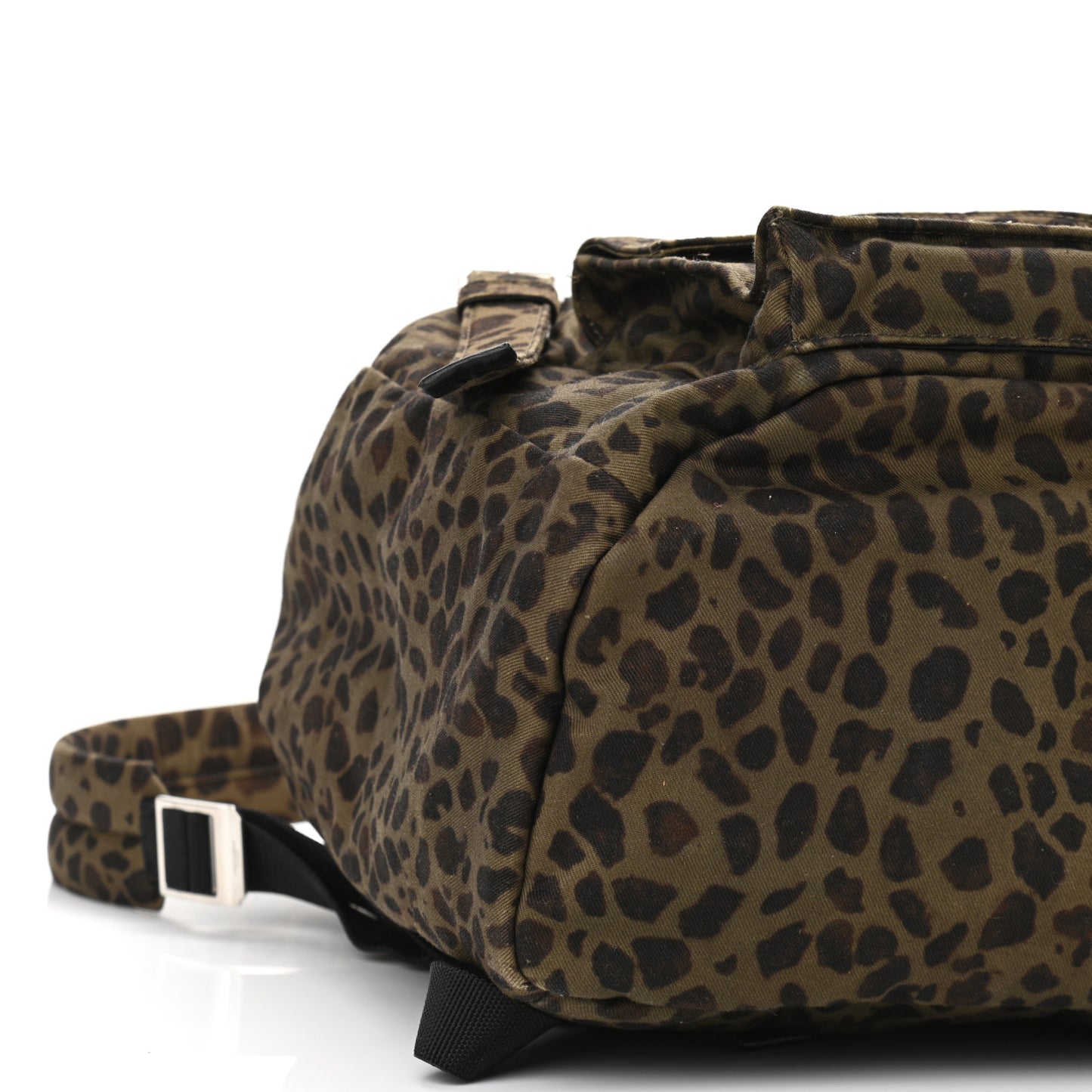 Gabardine Leopard Noe Backpack Khaki Black