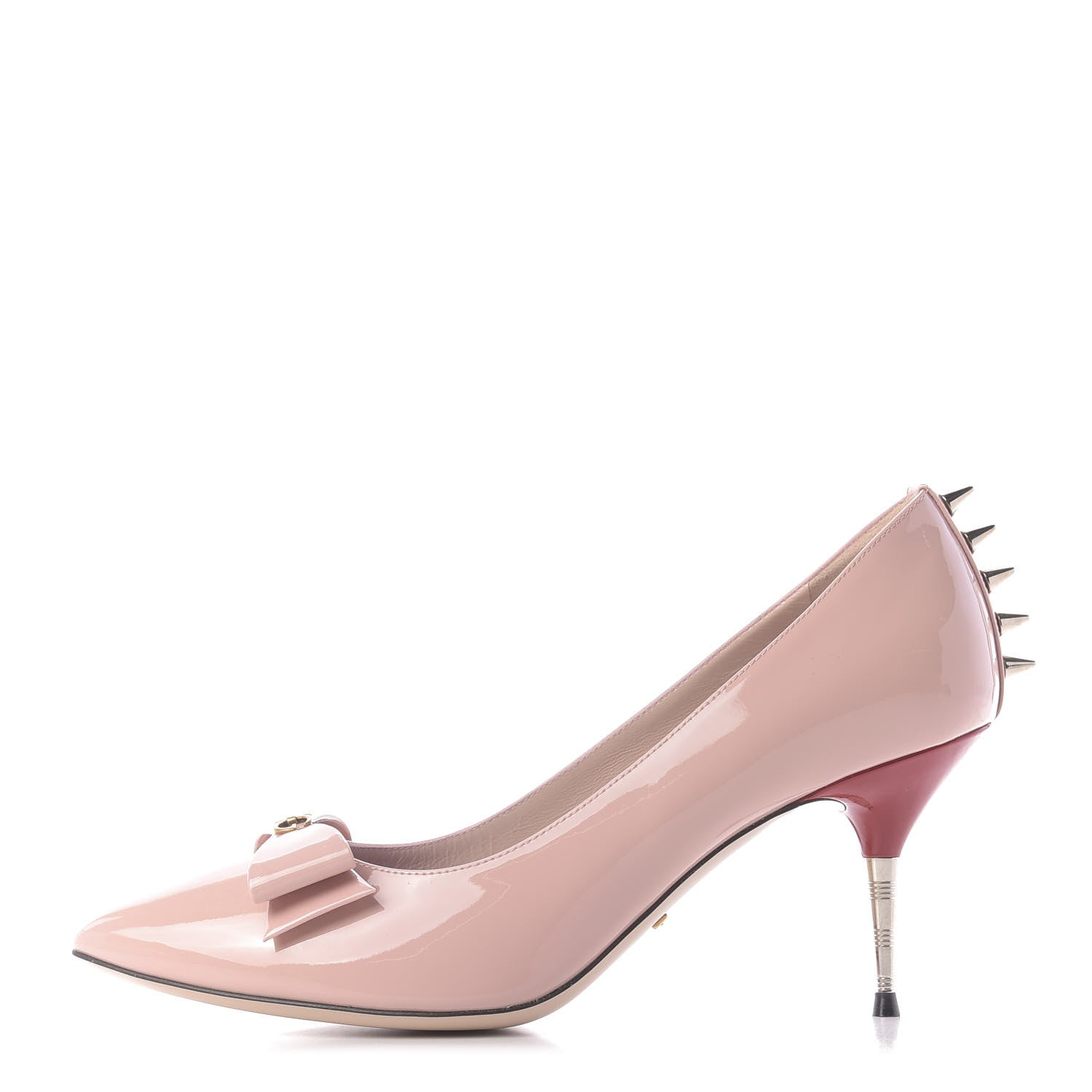 Gucci Patent GG Bow Sadie Spike Mid Heel Pumps 40 Perfect Pink 1 of 11