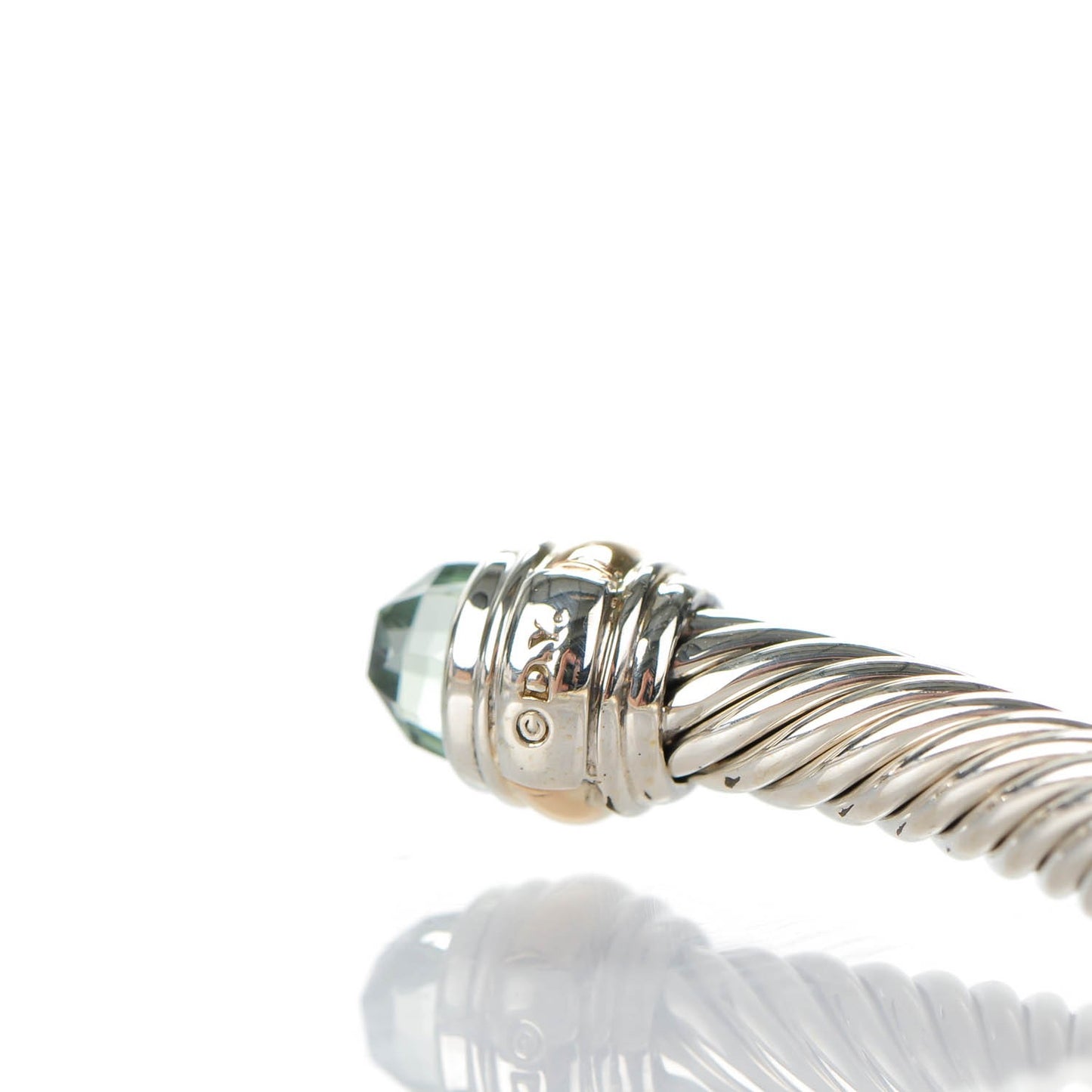 Sterling Silver 14K Yellow Gold Prasiolite 5mm Cable Classics Bracelet