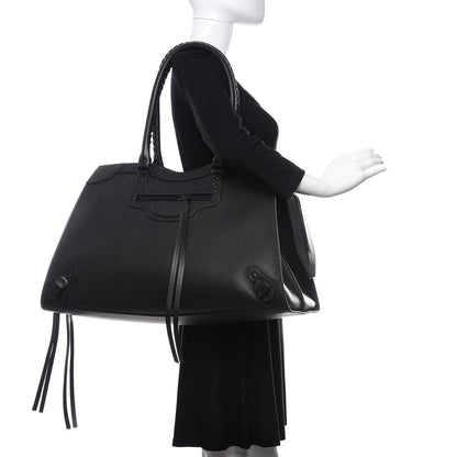 Balenciaga Grained Calfskin Neo Classic Black Hardware Large Top Handle Bag Black 2 of 10