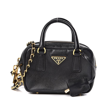 Prada Saffiano Lux Mini Top Handle Crossbody Bag Black 1 of 10