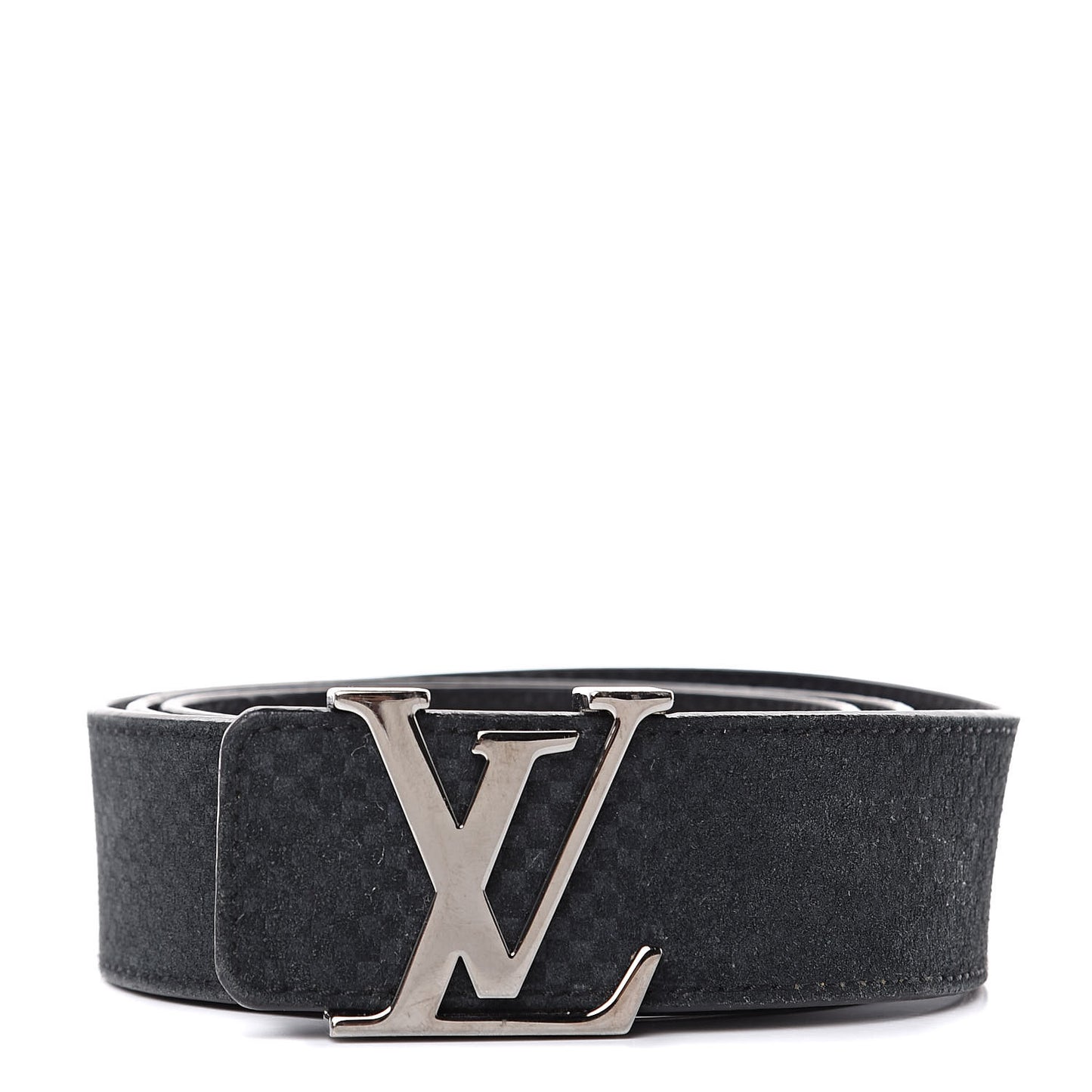 Suede Calfskin Mini Damier 40mm LV Initiales Belt 95 38 Black