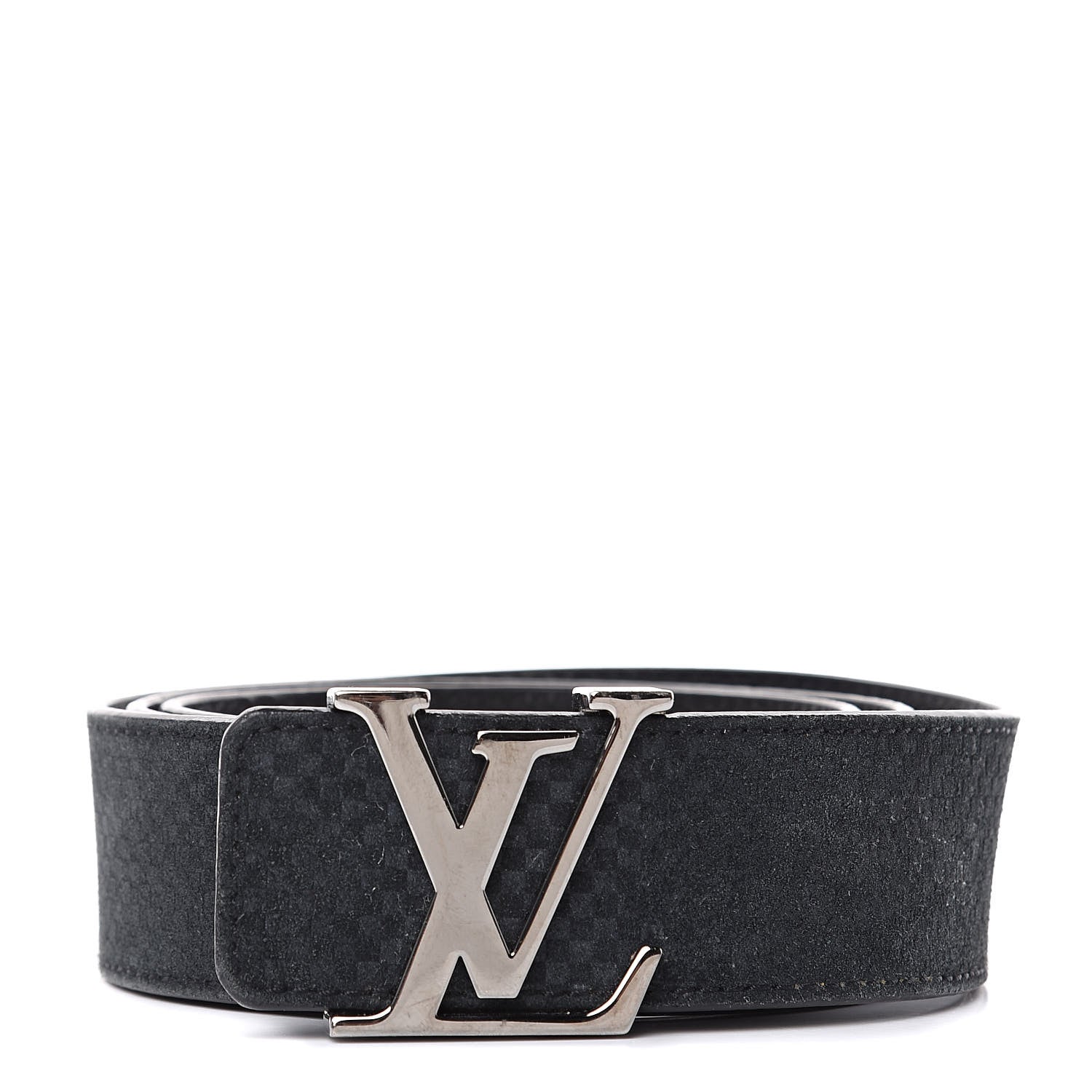 Louis Vuitton Suede Calfskin Mini Damier 40mm LV Initiales Belt 95 38 Black 1 of 8