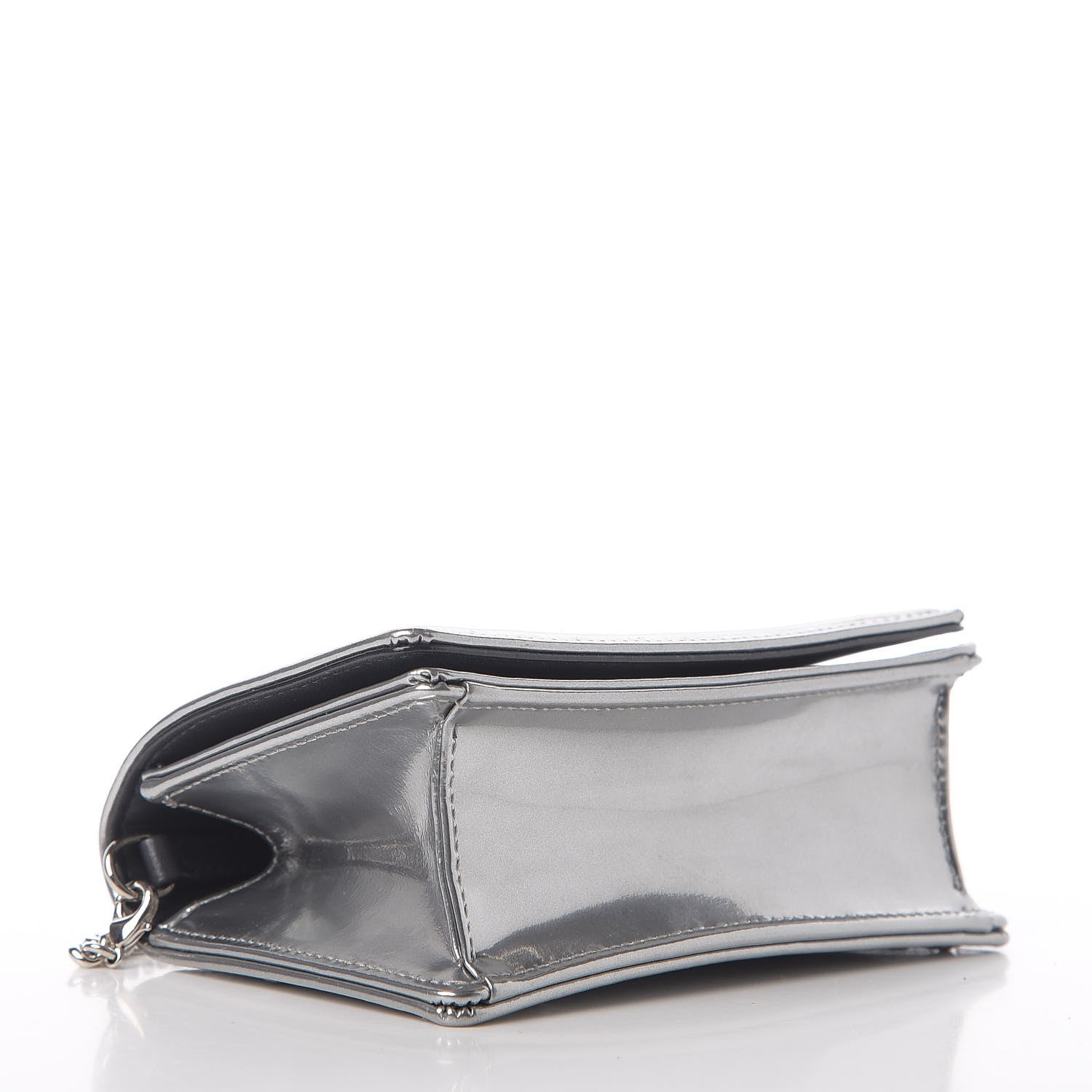 Christian Dior Metallic Patent Micro-Cannage Baby Diorama Flap Bag Silver 4 of 9