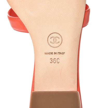 Chanel Lambskin Camellia Sandals 36 Orange 7 of 8