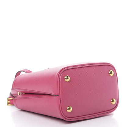 Prada Saffiano Cuir Calfskin Small Panier Bucket Bag Magenta Black 4 of 10