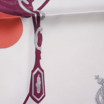 Hermes Silk Harnais De Cour Scarf 90 Bordeaux Black Corail 10 of 10