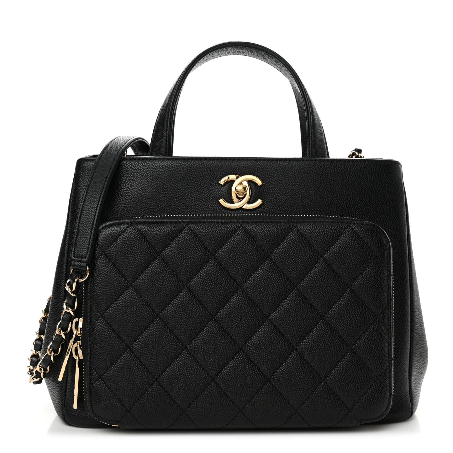 Caviar Quilted Small Business Affinity Shopping Bag Black