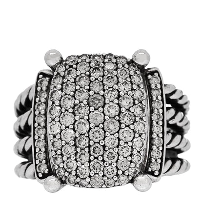 David Yurman Sterling Silver Diamond 16mm Wheaton Ring 54 7 1 of 6