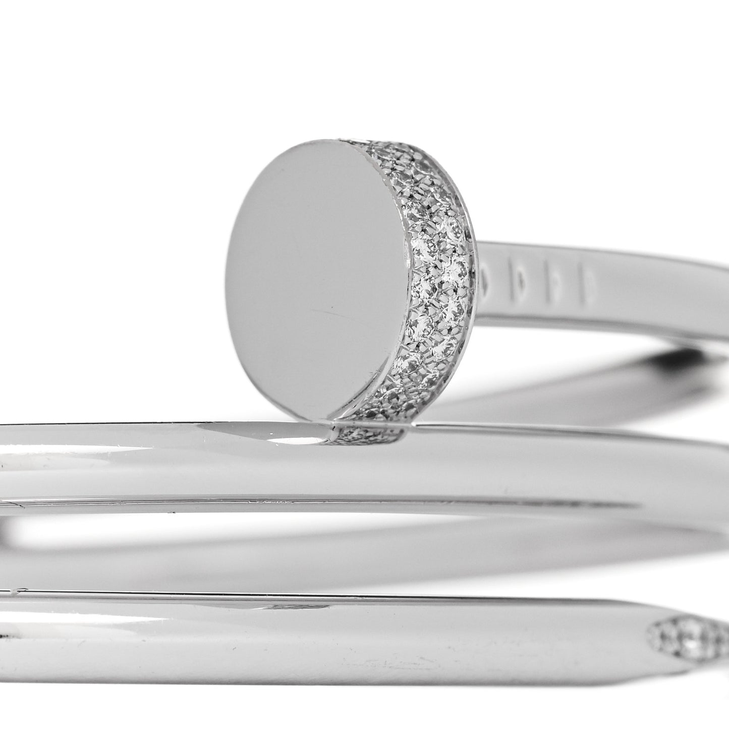 18K White Gold Diamond Double Wrap Juste Un Clou Bracelet 17