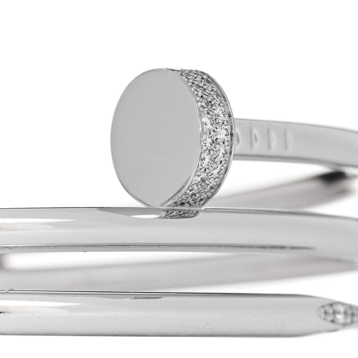 Cartier 18K White Gold Diamond Double Wrap Juste Un Clou Bracelet 17 3 of 4