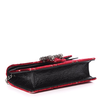 Gucci Velvet GG Monogram Super Mini Dionysus Shoulder Bag Red Cipria Black 4 of 10