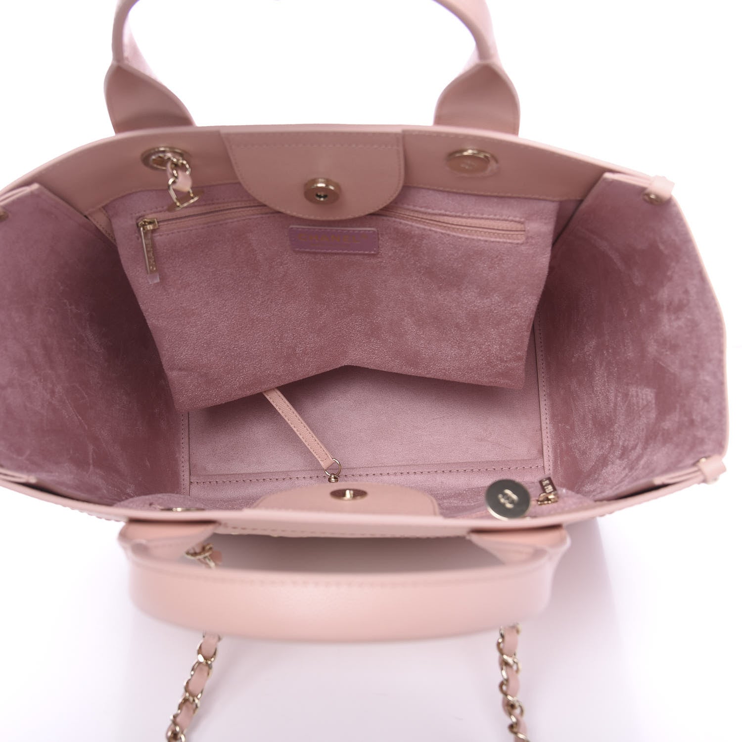 Chanel Caviar Small Studded Deauville Tote Light Pink 4 of 9