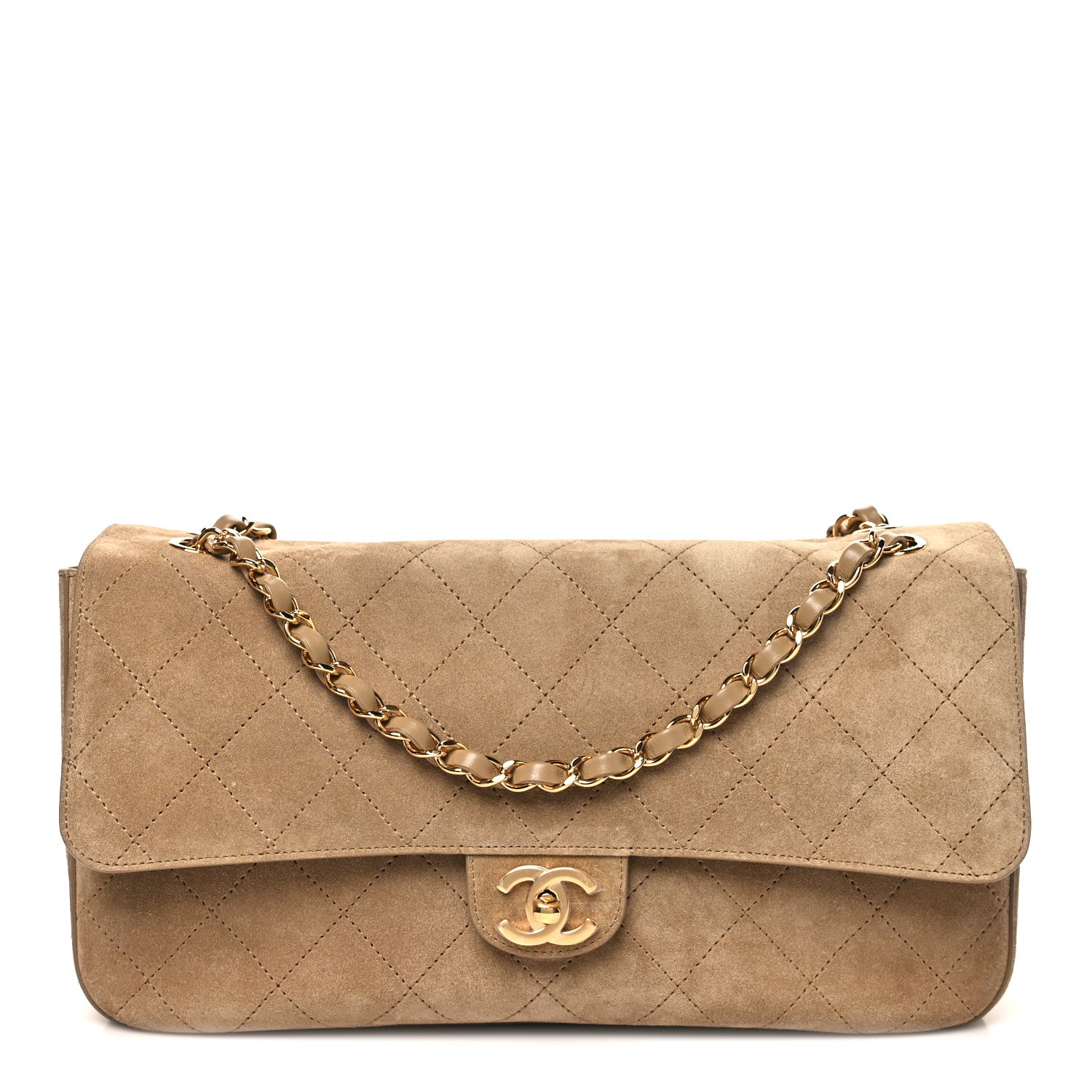 Chanel Suede Calfskin Small Souplissimo Maxi Flap Dark Beige 1 of 11
