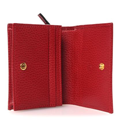 Gucci Pebbled Calfskin GG Marmont Card Case Hibiscus Red 5 of 8