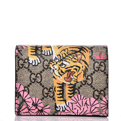 Gucci GG Supreme Monogram Bengal Card Case Beige Pink 1 of 7